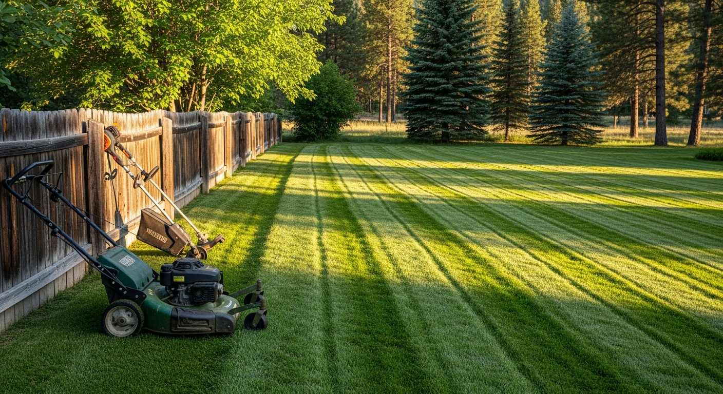 Well-maintained residential lawn after professional mowing and edging