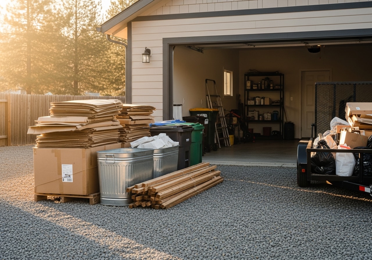 Cleared residential storage area after junk removal and hauling in Dalton Gardens